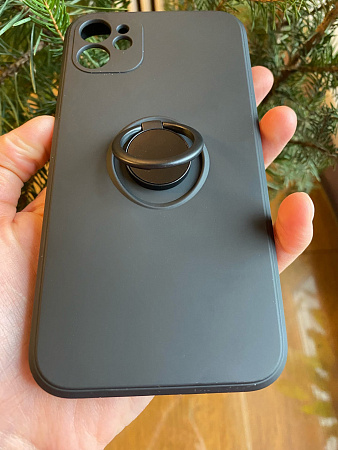 Чехол силиконовый для iPhone 12 (6.1), с держателем, X-CASE, черный