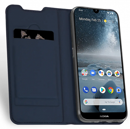 Чехол-книжка для Nokia 2.4, DU DU, боковой, синий