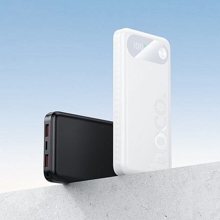 Универсальный Доп. Аккумулятор 10000mAh, J154, HOCO, выход: 2 USB (22.5), 1 PD (20W), белый