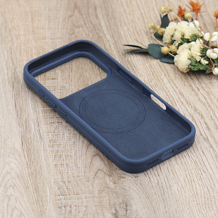 Чехол-накладка для iPhone 17 Pro Max, Silicon Case, магнитный (MagSafe), с дизайном, без лого, X-CASE, синий