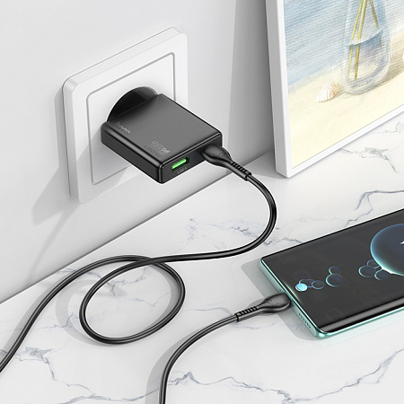 Сетевое зарядное устройство, 1 PD 20W + 1 USB 3.0 QC (N38), HOCO, черный