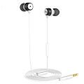Проводные наушники EPM01 Wire, HOCO, вакуумные с микрофоном, серебро