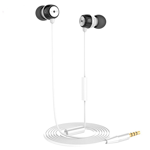 Проводные наушники EPM01 Wire, HOCO, вакуумные с микрофоном, серебро