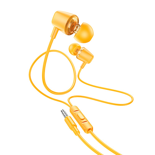 Проводные наушники M107, Discoverer universal earphones, HOCO, вакуумные, желтый