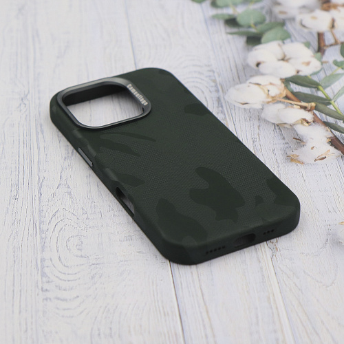 Чехол-накладка для iPhone 16 Pro, камуфляж, магнитный (MagSafe), без лого, X-CASE, зеленый