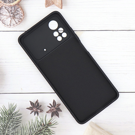 Чехол силиконовый для Xiaomi Poco X4 Pro (5G), с микрофиброй внутри, с защитой камеры, X-CASE, черный