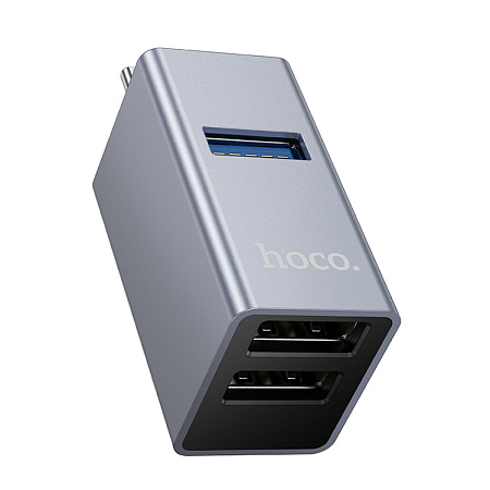 USB Хаб (HB54A) c 1 Type-C на 1 USB 3.0 + 2 USB 2.0, HOCO, без провода, серый