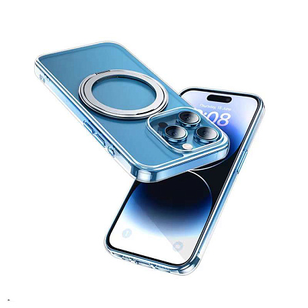 Чехол для iPhone 15, TPU + PC board, Магнитный (MagSafe), с подставкой, AS1, HOCO, прозрачный