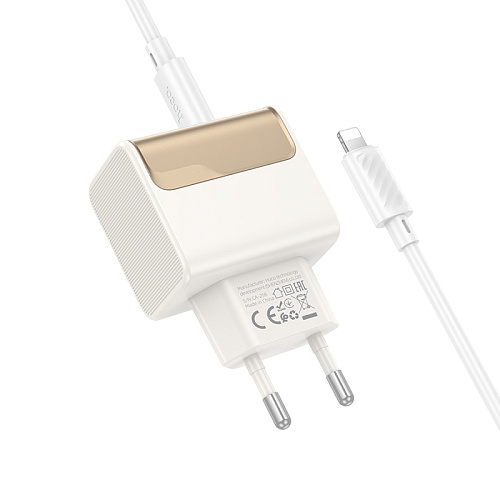 Сетевое зарядное устройство, 1 PD 30W (CS72A), HOCO, Type-C to Lightning, белый