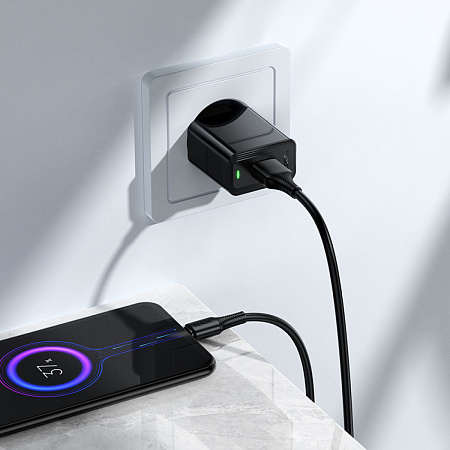 Сетевое зарядное устройство, 1 USB 2.1A (CS91A), HOCO, Micro, черный