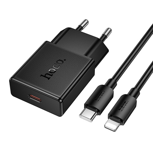 Сетевое зарядное устройство, 1 PD 20W (N72), HOCO, Type-C to Lightning, черный