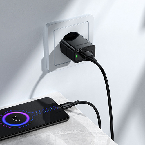 Сетевое зарядное устройство, 1 USB 2.1A (CS91A), HOCO, Micro, черный