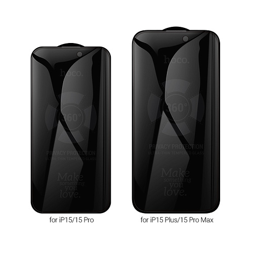 Защитное стекло для iPhone 15 Pro, A38, HOCO, 360-degree Privacy, черное
