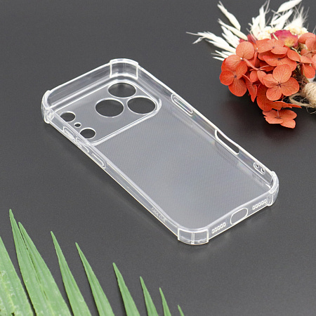 Чехол силиконовый для iPhone 17 Pro, усиленные края, с защитой камеры, X-CASE, прозрачный