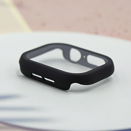 Защитное стекло с чехлом для Apple Watch 46mm, ударопрочный, цвет черный