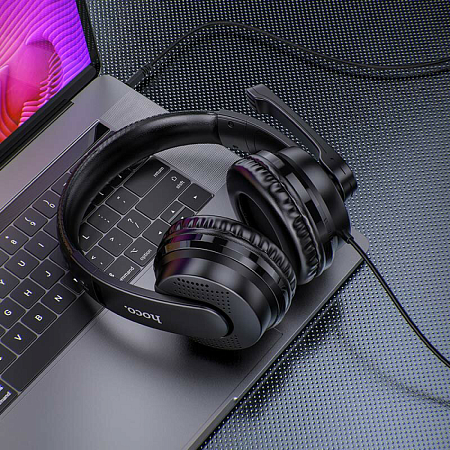 Проводные наушники W103, HOCO, игровые с микрофоном, черные
