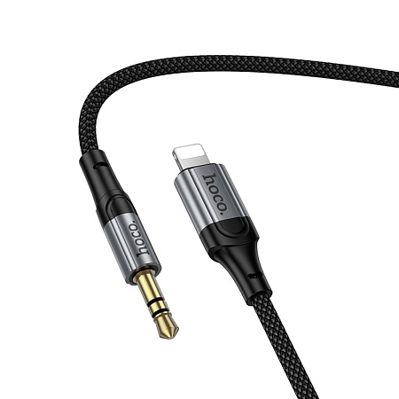 AUX Audio кабель 3,5 мм на Lightning, UPA33A, HOCO, витой, длина 1,5 метр, черный