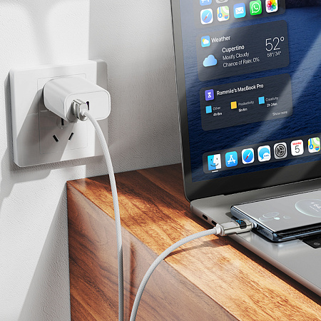 USB Кабель Type-C, 5A, HOCO, U137, 1.2м, с дисплеем, белый