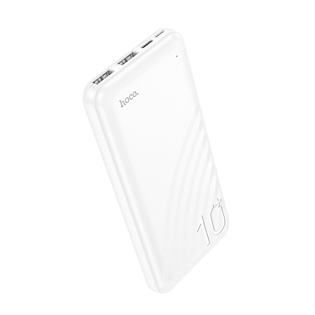 Универсальный Доп. Аккумулятор 10000mAh, J123, HOCO, выход: 2 USB: 5V/2, белый