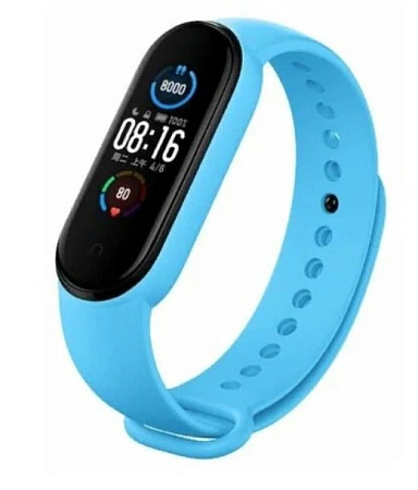 Ремешок на руку для Mi band 5/6, силиконовый, голубой