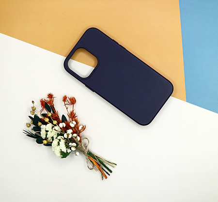 Чехол силиконовый для iPhone 14 Pro Max (6.7), Магнитный (MagSafe), экокожа, X-CASE, синий