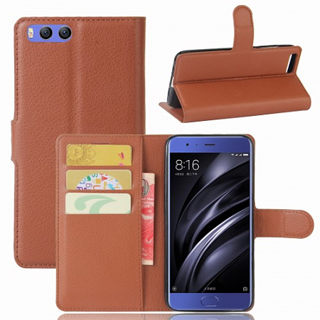 Чехол-книжка для Xiaomi Mi 6, боковой, коричневый
