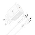 Сетевое зарядное устройство, 1 PD 20W (N27), HOCO, Type-C to Lightning, белый