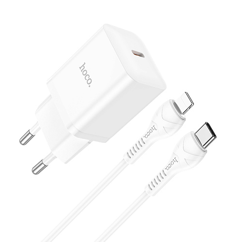 Сетевое зарядное устройство, 1 PD 20W (N27), HOCO, Type-C to Lightning, белый