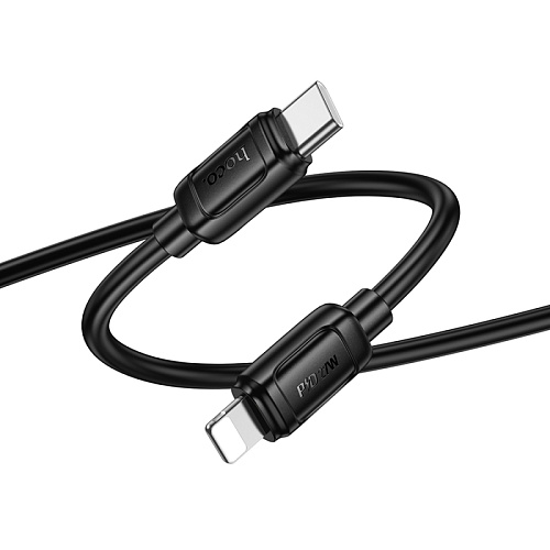 Кабель Lightning to Type-C (PD), HOCO, X115, 27W, 1 метр, цвет черный