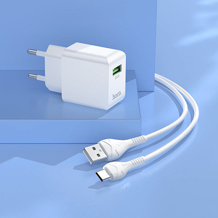 Сетевое зарядное устройство, 1 USB 3.0A (C98A), HOCO, Type-C, белый