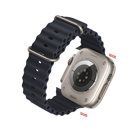 Ремешок на руку для Apple Watch 44/45/46/49 мм, HOCO, WA12, силиконовый ребристый, черный
