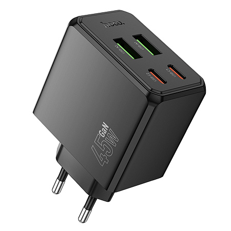 Сетевое зарядное устройство, 2 USB 3.0 QC+2 PD 45W (CS18A), HOCO, черный