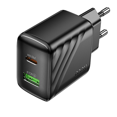 Сетевое зарядное устройство, 1 PD 20W + 1 USB 3.0 QC (CS25A), HOCO, черный