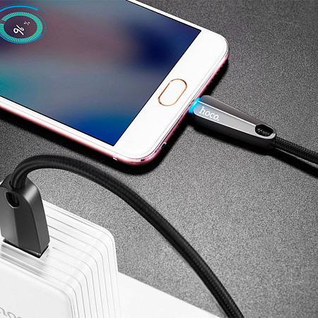 USB Кабель Micro, HOCO, U35, автоматическое отключение после 100% заряда, черный