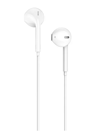 Проводные наушники M55  Memory sound wire control, HOCO, белые