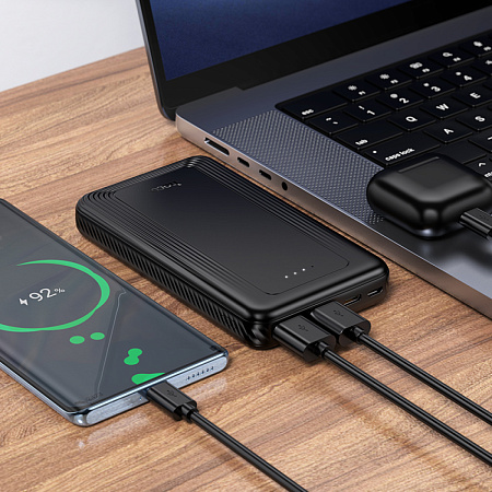 Универсальный Доп. Аккумулятор 10000mAh, J165, HOCO, 2 USB (5V/2.0A), черный