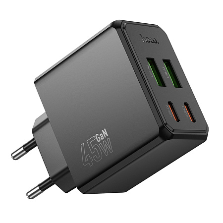 Сетевое зарядное устройство, 2 USB 3.0 QC+2 PD 45W (CS18A), HOCO, черный