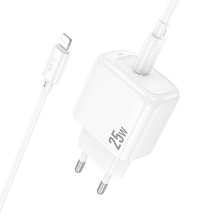 Сетевое зарядное устройство, 1 PD 25W (CS53A), HOCO, Type-C to Lightning, белый