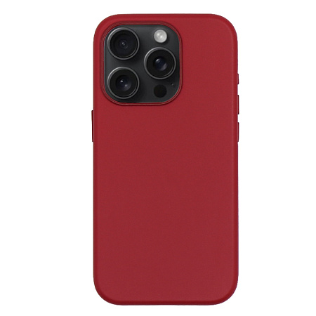 Чехол-накладка для iPhone 15 Pro Max, экокожа, магнитный (MagSafe), без лого, X-CASE, красный