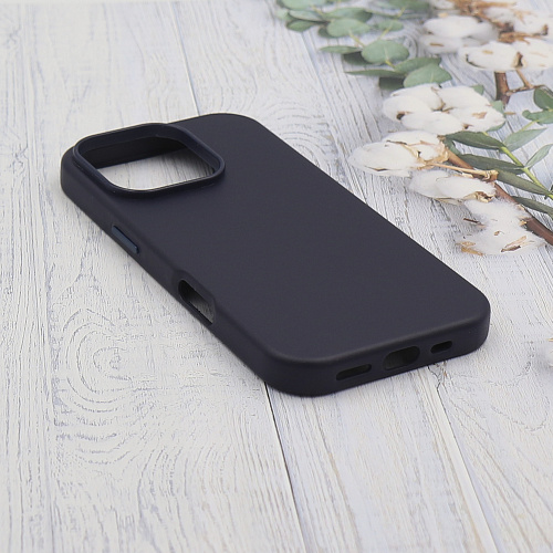 Чехол-накладка для iPhone 16 Pro Max, экокожа, магнитный (MagSafe), без лого, X-CASE, синий