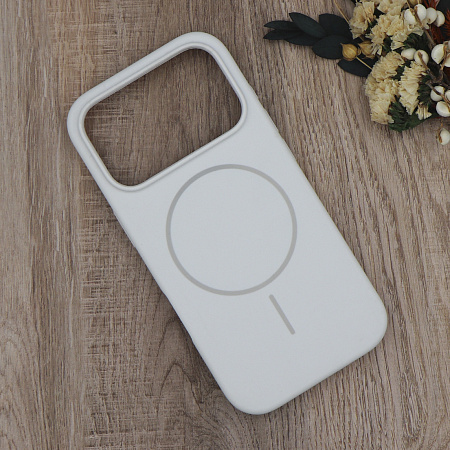 Чехол-накладка для iPhone 17 Pro, Silicon Case, магнитный (MagSafe), без лого, X-CASE, белый