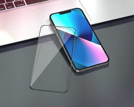 Защитное стекло на iPhone 13 mini (5.4) A31, HOCO, Full screen 3D, с сеточкой для динамика, черное