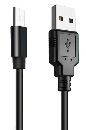 USB дата кабель Micro Usb, 1 метр, удлиненный штекер 12 mm, черный