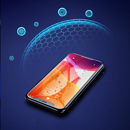 Защитное стекло на iPhone XR/11 (A34), HOCO, 9D large arc dustproof glass, черное