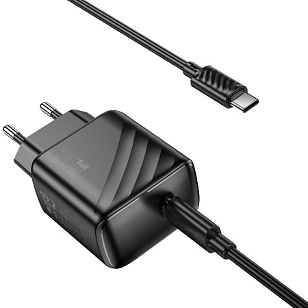 Сетевое зарядное устройство, 1 PD 25W (CS24A), HOCO, Type-C to Type-C, черный