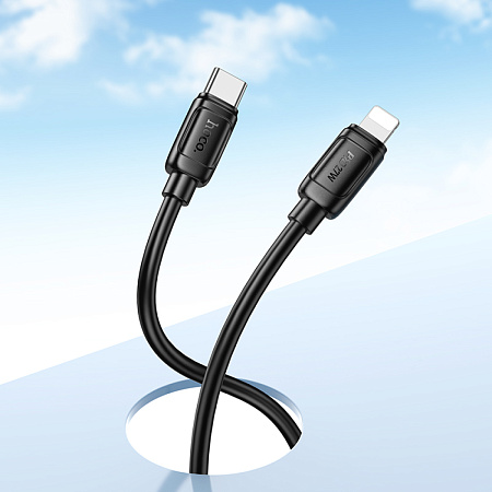 Кабель Lightning to Type-C (PD), HOCO, X115, 27W, 1 метр, цвет черный