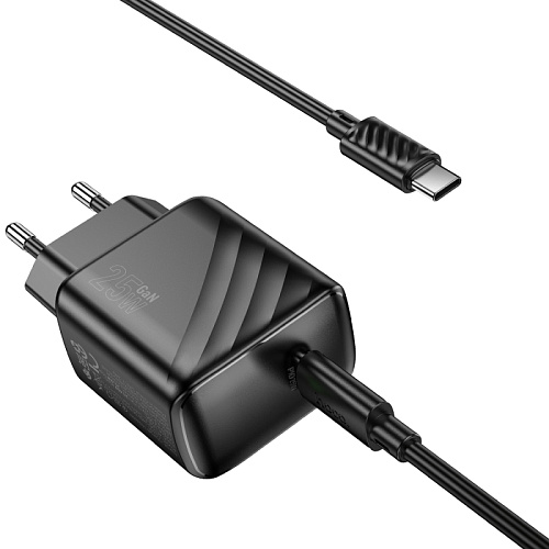Сетевое зарядное устройство, 1 PD 25W (CS24A), HOCO, Type-C to Type-C, черный