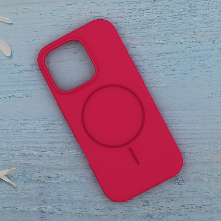 Чехол-накладка для iPhone 16 Pro, Silicon Case, магнитный (MagSafe), без лого, X-CASE, ярко-розовый