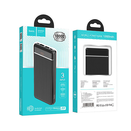 Универсальный Доп. Аккумулятор 10000mAh, J59, HOCO, черный