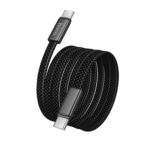 Кабель Type-C на Type-C, HOCO, X125, плетеный плоский, 1м, 60W, черный